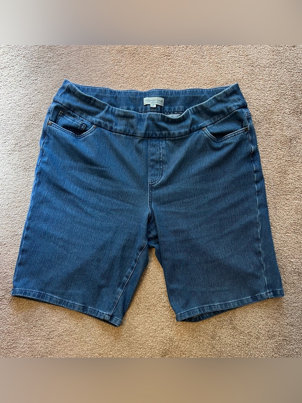 Coldwater Creek 8” Indigo Blue Stretch Denim Shorts